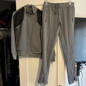 Charcoal Gray Tracksuit Ensemble